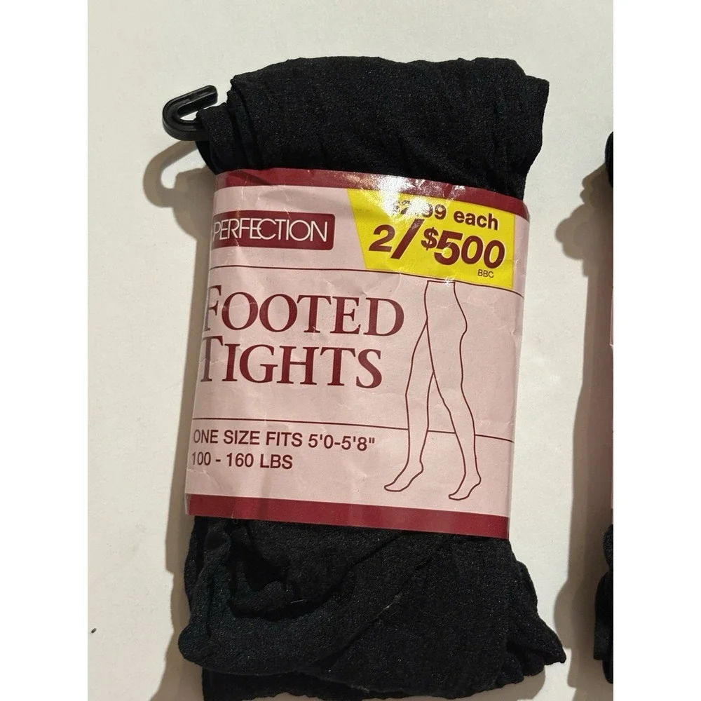 Perfection Footed Tights Lot Of 2 Black Fits 5' -5' 8